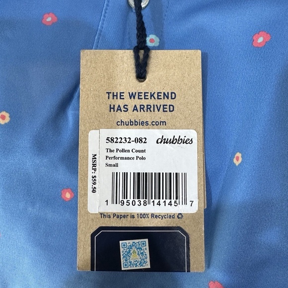 Chubbies Performance Polo Short Sleeve Shirt Pollen Count Blue Mens Small NEW - Picture 3 of 3